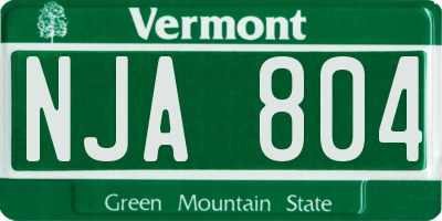 VT license plate NJA804