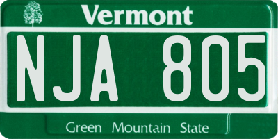 VT license plate NJA805