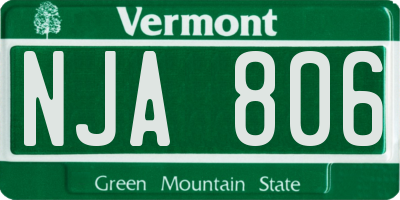 VT license plate NJA806
