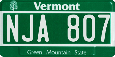 VT license plate NJA807