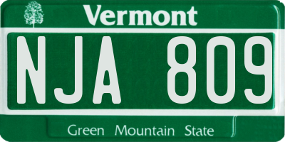 VT license plate NJA809