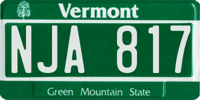 VT license plate NJA817