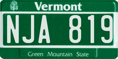 VT license plate NJA819