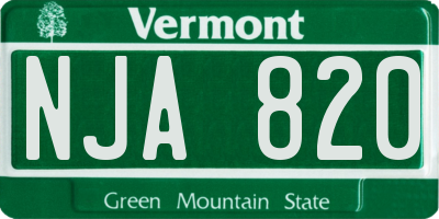 VT license plate NJA820