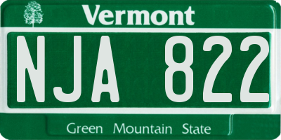 VT license plate NJA822