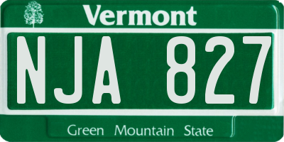 VT license plate NJA827