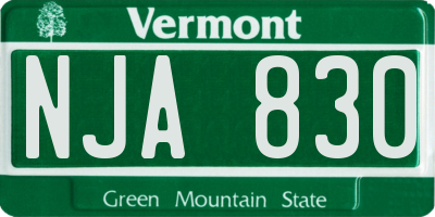 VT license plate NJA830