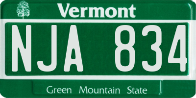 VT license plate NJA834