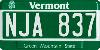 VT license plate NJA837