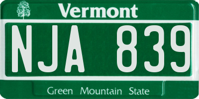 VT license plate NJA839