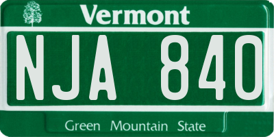 VT license plate NJA840