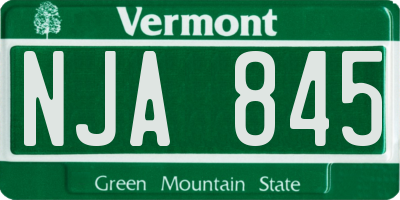 VT license plate NJA845