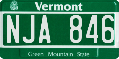 VT license plate NJA846