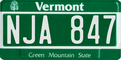 VT license plate NJA847