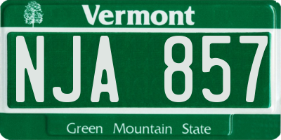 VT license plate NJA857