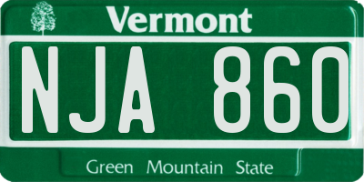 VT license plate NJA860