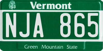 VT license plate NJA865