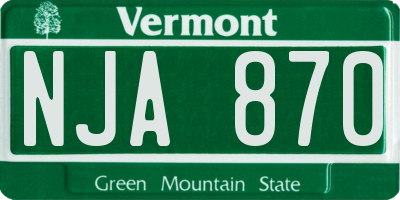 VT license plate NJA870