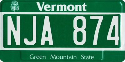 VT license plate NJA874
