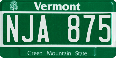VT license plate NJA875