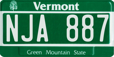 VT license plate NJA887