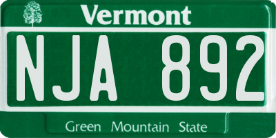 VT license plate NJA892