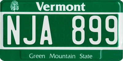 VT license plate NJA899