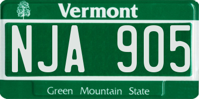 VT license plate NJA905