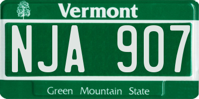 VT license plate NJA907