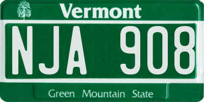 VT license plate NJA908