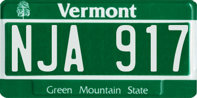 VT license plate NJA917
