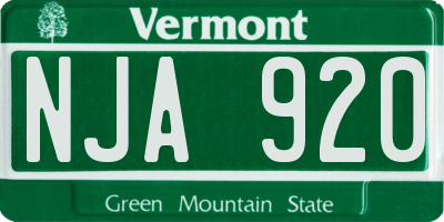 VT license plate NJA920