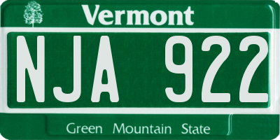 VT license plate NJA922