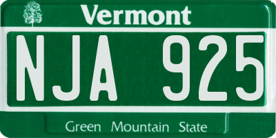 VT license plate NJA925