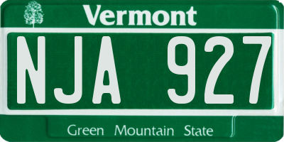VT license plate NJA927