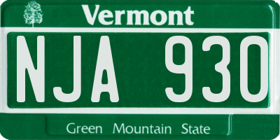 VT license plate NJA930