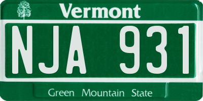VT license plate NJA931