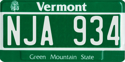 VT license plate NJA934