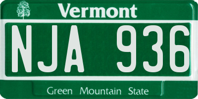 VT license plate NJA936