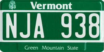 VT license plate NJA938