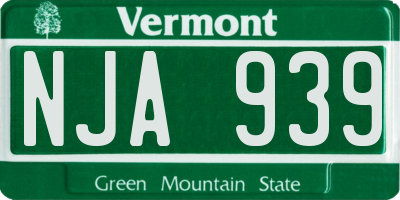 VT license plate NJA939