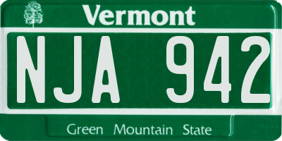 VT license plate NJA942