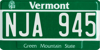 VT license plate NJA945