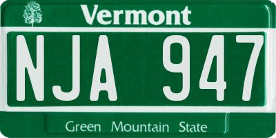 VT license plate NJA947