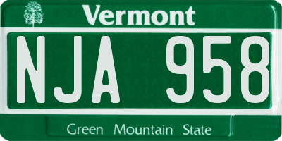 VT license plate NJA958
