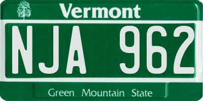 VT license plate NJA962