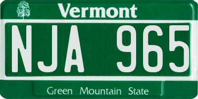 VT license plate NJA965