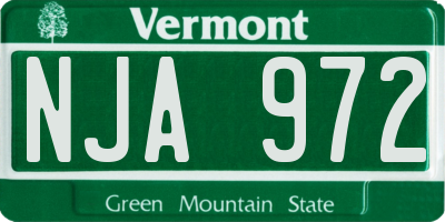 VT license plate NJA972