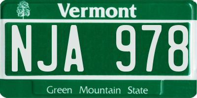 VT license plate NJA978