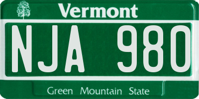VT license plate NJA980